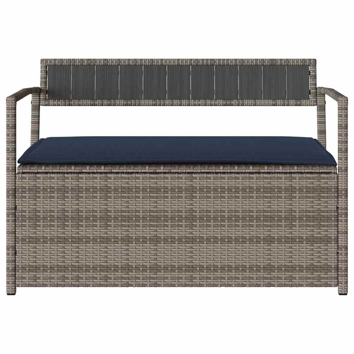 Panca Portaoggetti da Giardino con Cuscino Grigio in Polyrattan 4103843