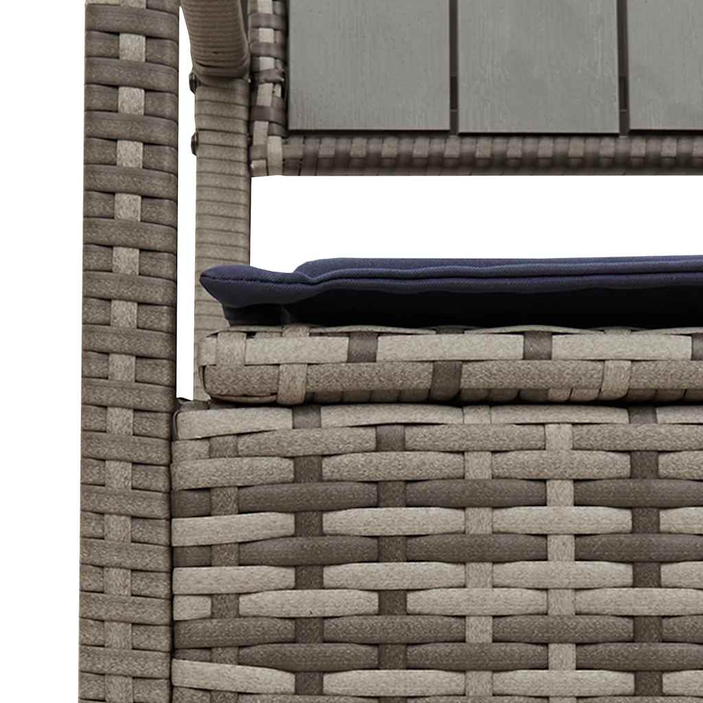 vidaXL Panca Portaoggetti da Giardino con Cuscino Grigio in Polyrattan