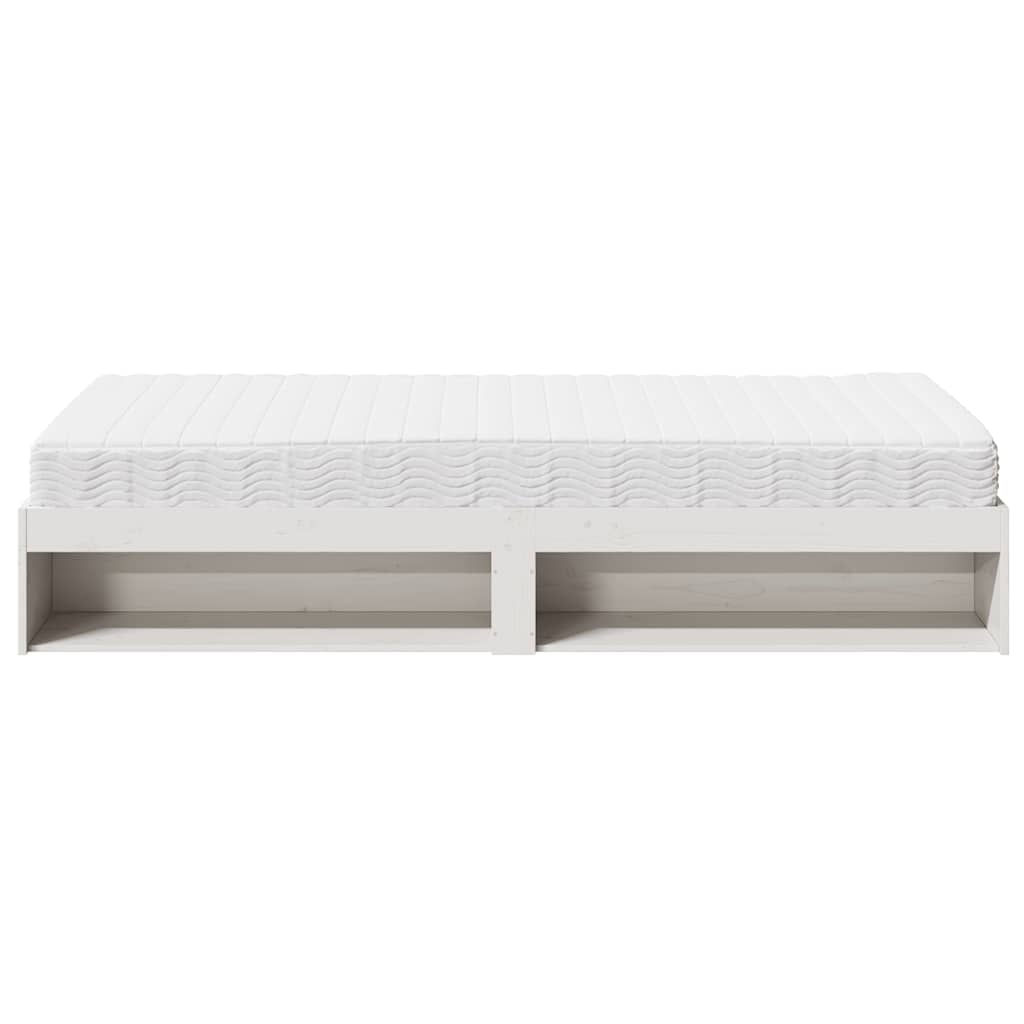 Dormeuse con Materasso-Divano Letto Bianca 90x200 cm Legno Massello Pino 254623