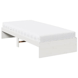 Dormeuse con Materasso-Divano Letto Bianca 90x200 cm Legno Massello Pino 254623