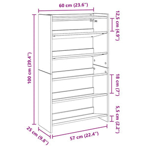 Scarpiera Nera 60x25x100 cm in Truciolato 859870