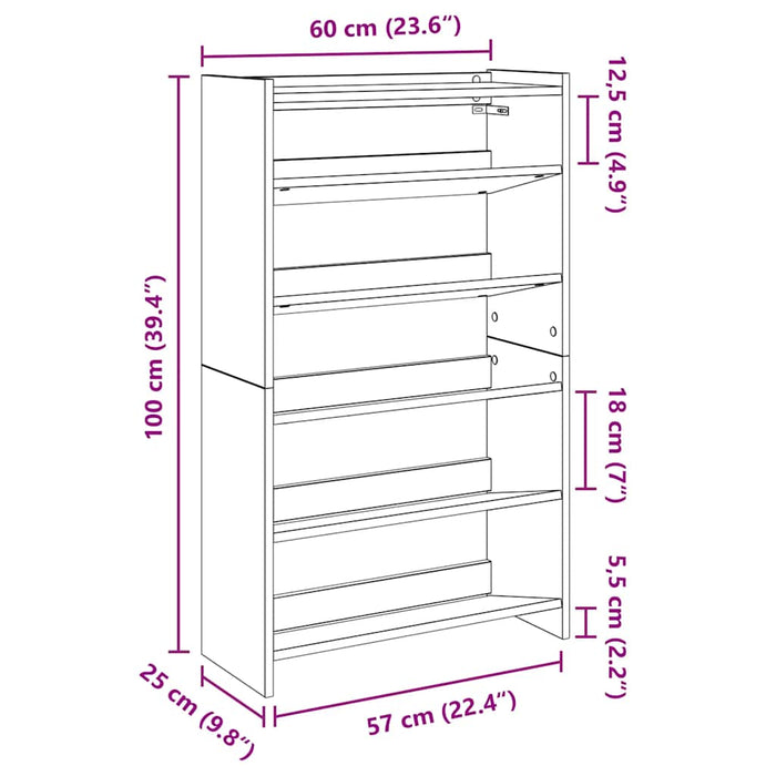 Scarpiera Rovere Sonoma 60x25x100 cm in Truciolato