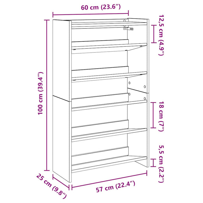 Scarpiera Legno Antico 60x25x100 cm in Truciolato 859876