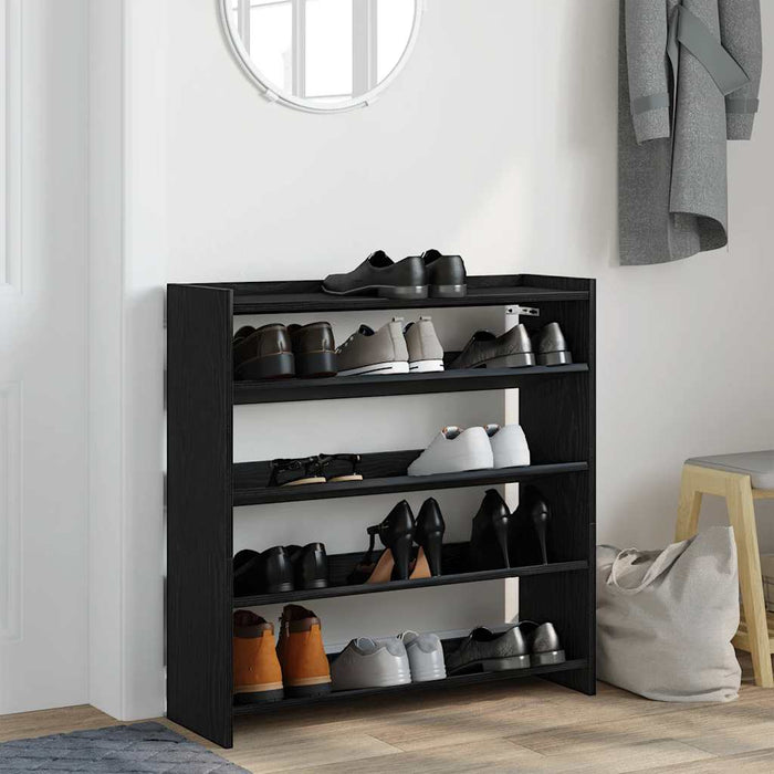 vidaXL Scarpiera Nera 80x25x81 cm in Legno Multistrato