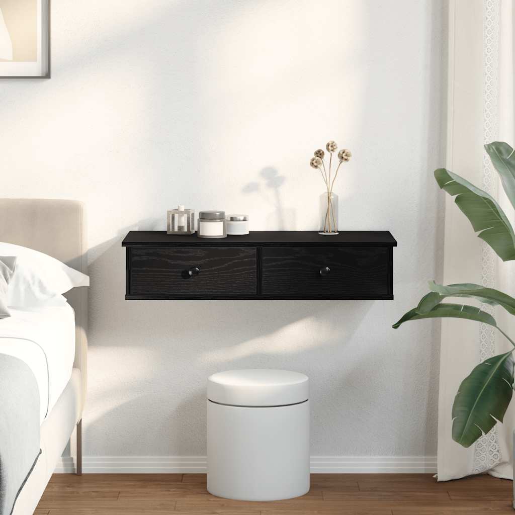 vidaXL Scaffale a Parete con Cassetti Nero 80x31x17 cm in Truciolato