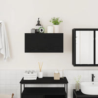 Mobile da Bagno a Parete Nero 60x25x30 cm in Legno Multistrato
