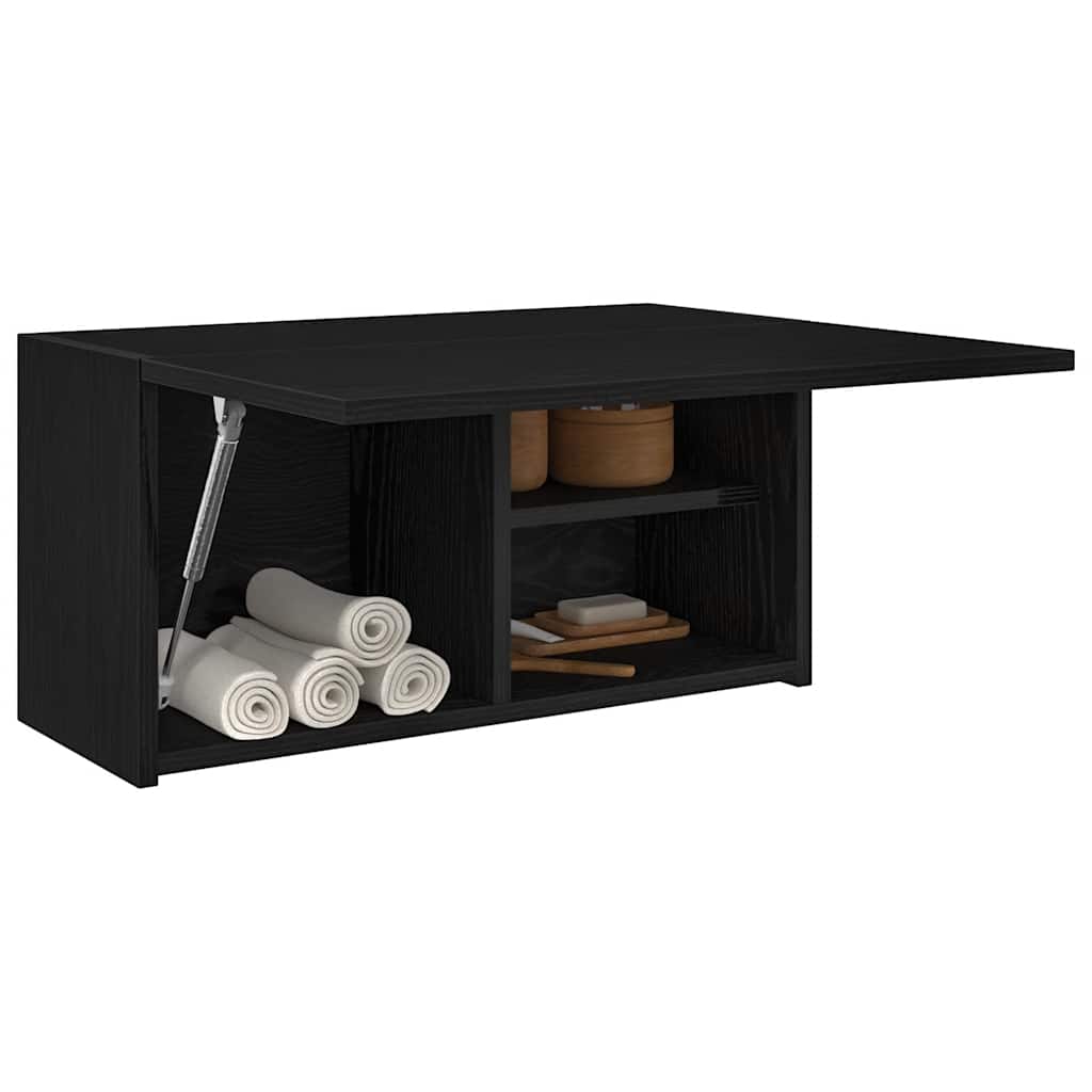 Mobile da Bagno a Parete Nero 60x25x30 cm in Legno Multistrato 860059