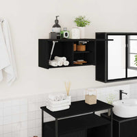 Mobile da Bagno a Parete Nero 60x25x30 cm in Legno Multistrato 860059