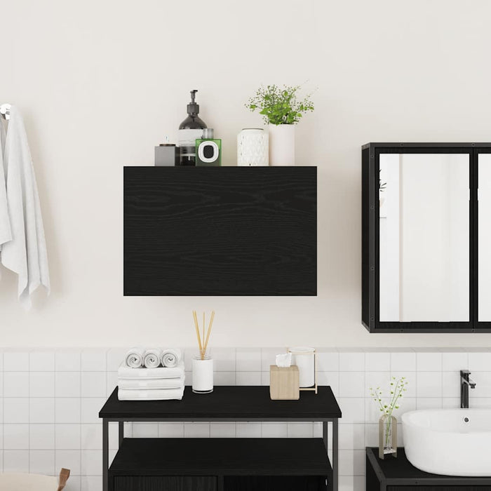 Mobile da Bagno a Parete Nero 60x25x40 cm in Legno Multistrato 860068