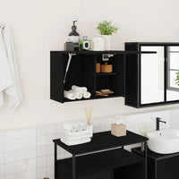 Mobile da Bagno a Parete Nero 60x25x40 cm in Legno Multistrato 860068
