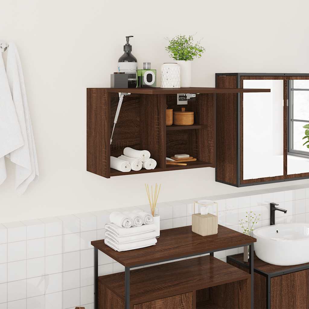 Armadietto Bagno Rovere Marrone 60x25x40cm in Legno Multistrato