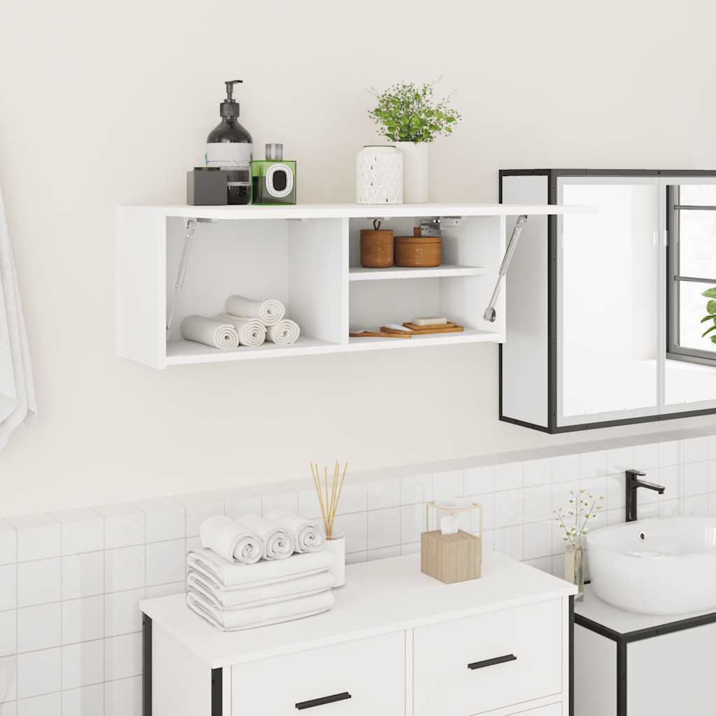 vidaXL Mobile da Bagno a Parete Bianco 80x25x30cm in Legno Multistrato