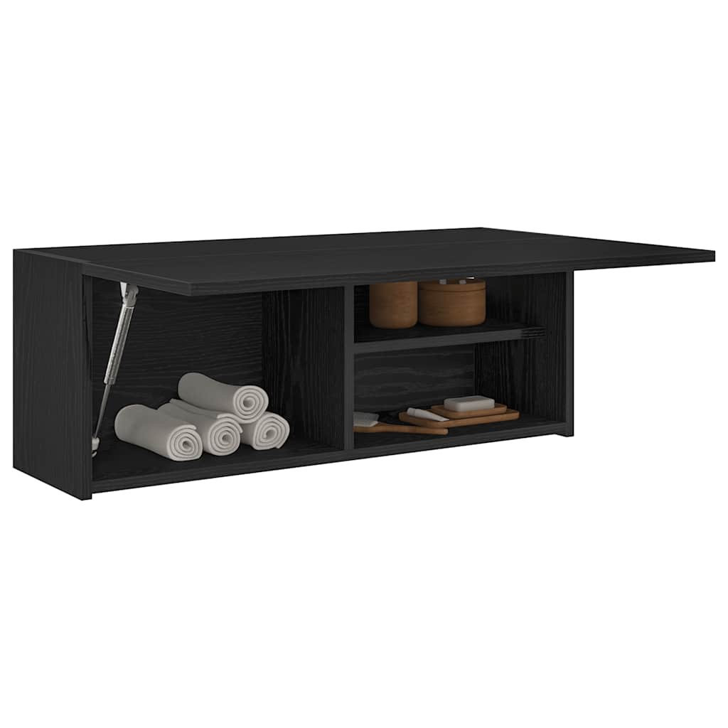 Mobile da Bagno a Parete Nero 80x25x30 cm in Legno Multistrato 860077