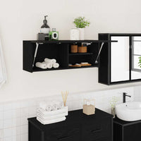Mobile da Bagno a Parete Nero 80x25x30 cm in Legno Multistrato 860077