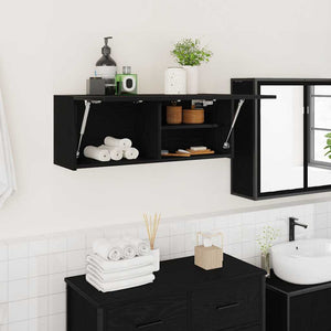 Mobile da Bagno a Parete Nero 80x25x30 cm in Legno Multistrato 860077