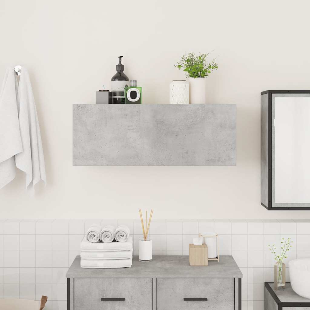 Armadietto da Bagno Grigio Cemento 80x25x30 cm in Truciolato