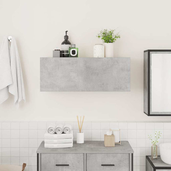 Armadietto da Bagno Grigio Cemento 80x25x30 cm in Truciolato
