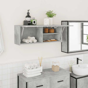 Armadietto da Bagno Grigio Cemento 80x25x30 cm in Truciolato