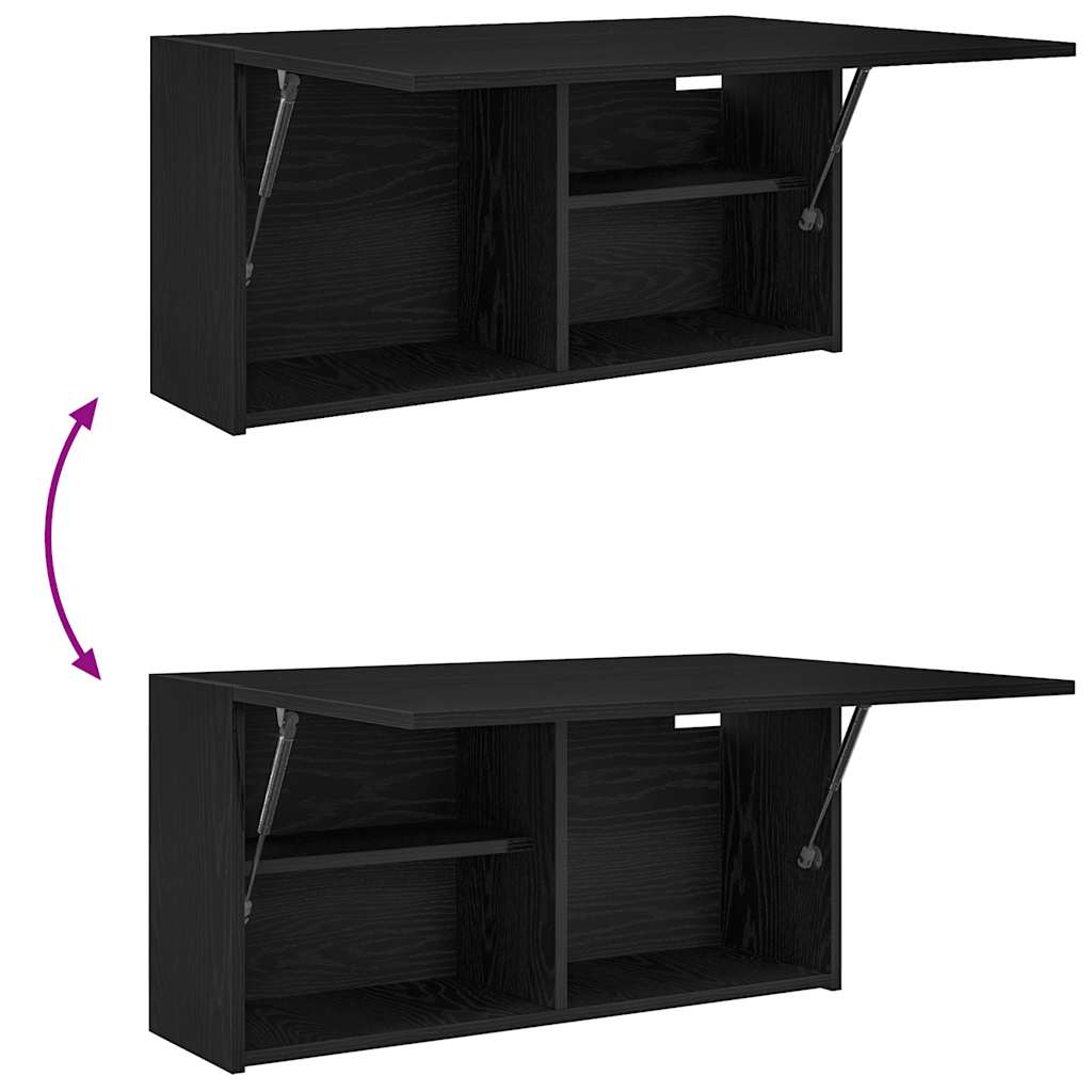 Mobile da Bagno a Parete Nero 80x25x40 cm in Truciolato 860086