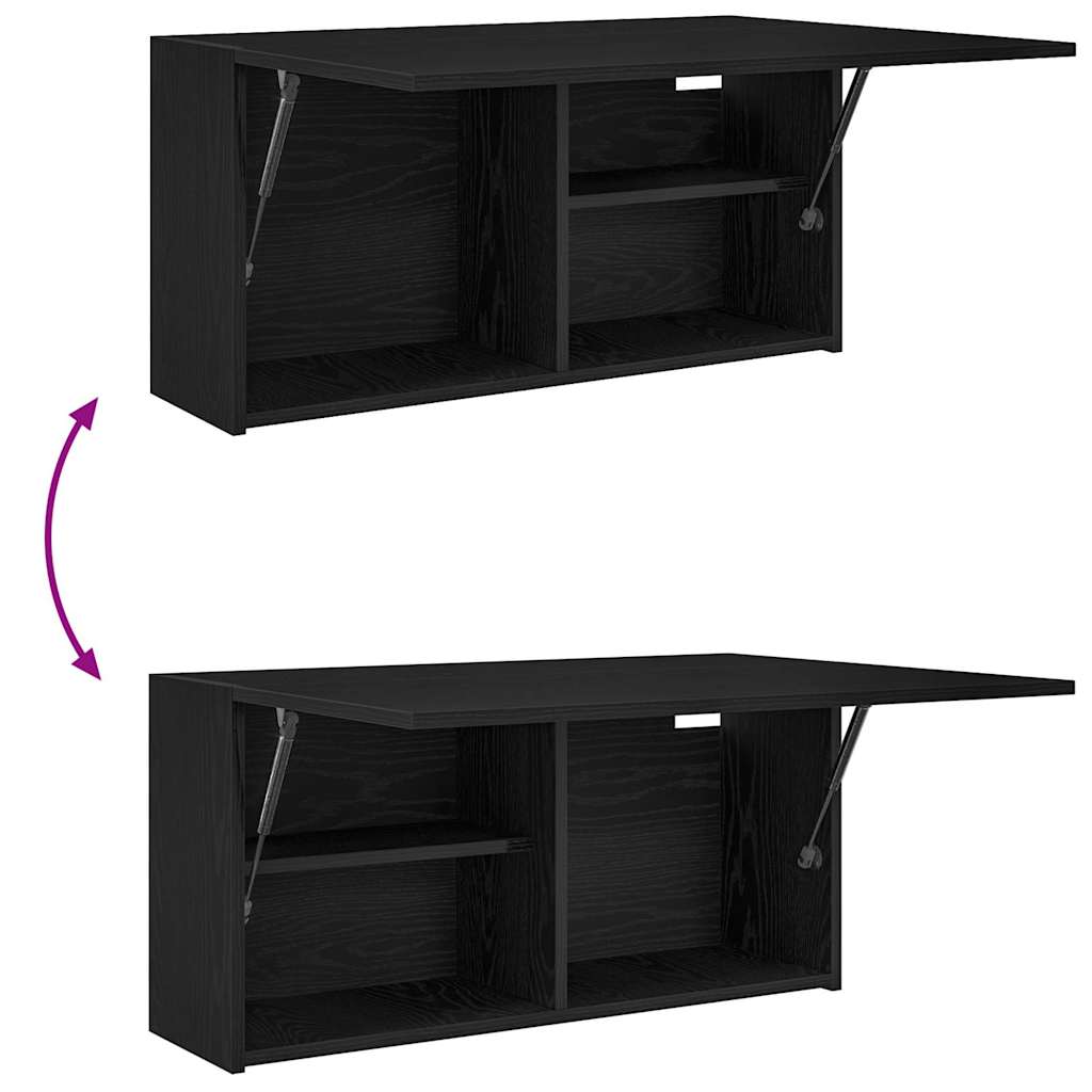 Mobile da Bagno a Parete Nero 80x25x40 cm in Truciolato