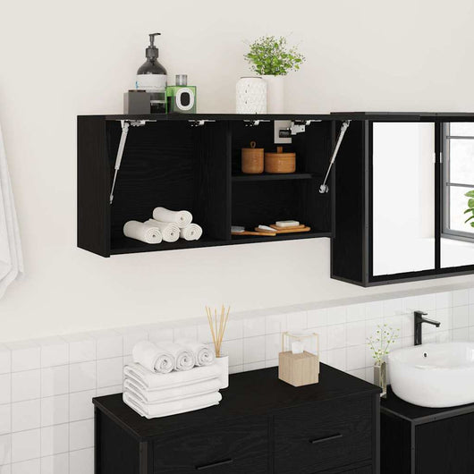 Mobile da Bagno a Parete Nero 80x25x40 cm in Truciolato