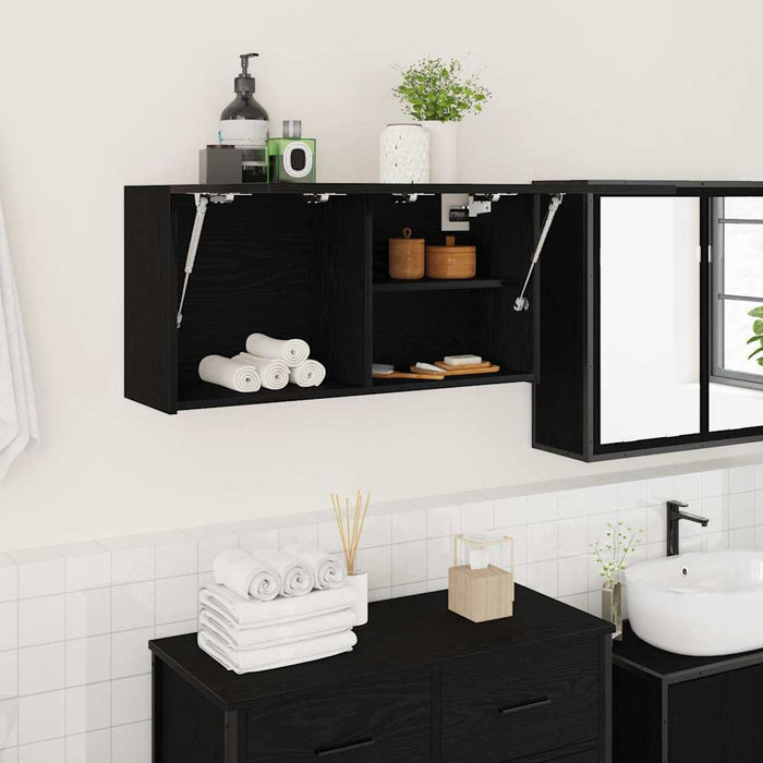 Mobile da Bagno a Parete Nero 80x25x40 cm in Truciolato
