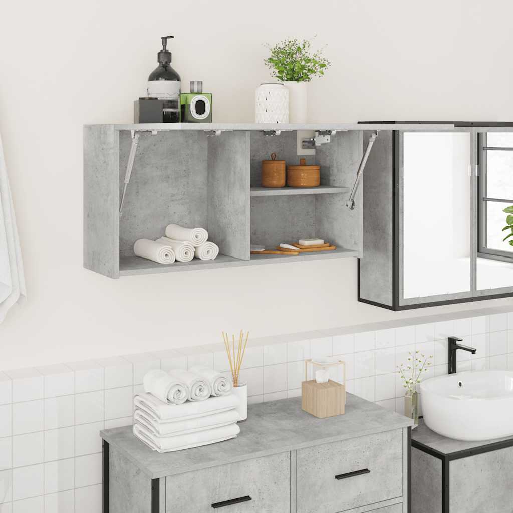 Mobile da Bagno a Parete Grigio Cemento 80x25x40 cm Truciolato 860088