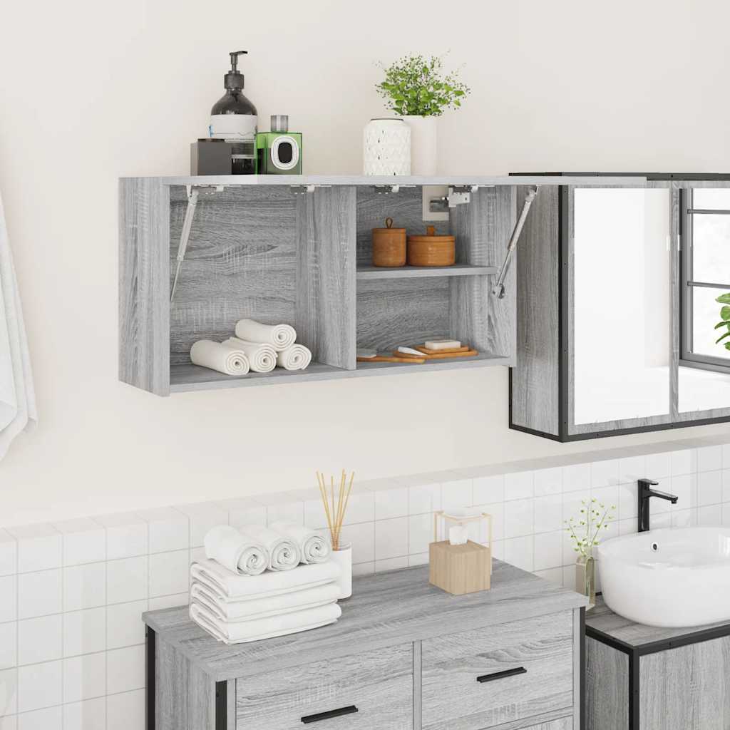 Mobile da Bagno Grigio Sonoma 80x25x40 cm in Truciolato 860090