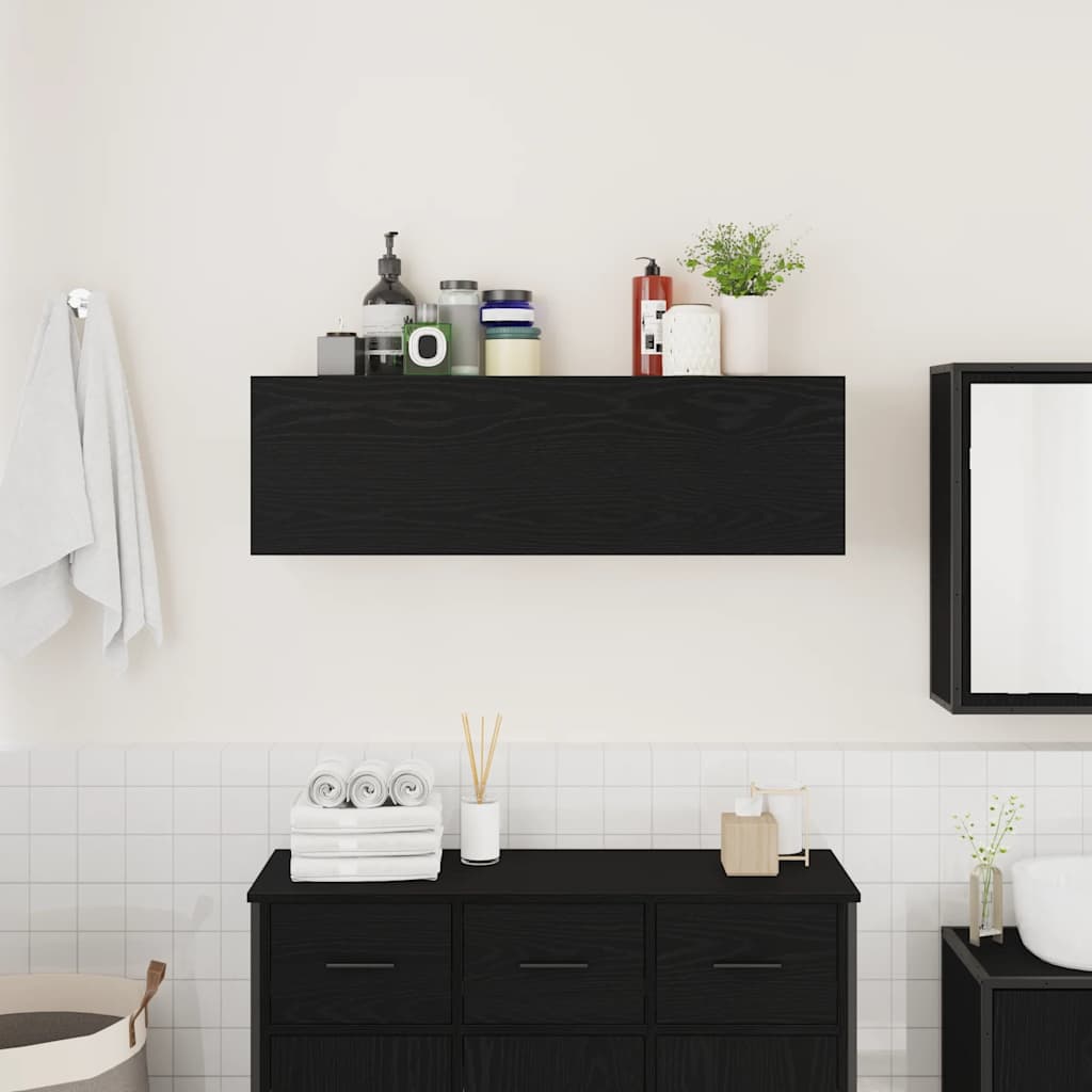 vidaXL Mobile da Bagno a Parete Nero 100x25x30 cm in Truciolato