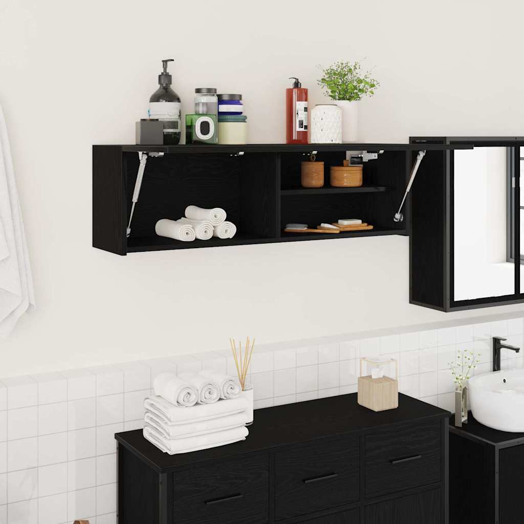 vidaXL Mobile da Bagno a Parete Nero 100x25x30 cm in Truciolato