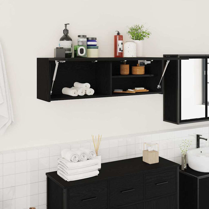 vidaXL Mobile da Bagno a Parete Nero 100x25x30 cm in Truciolato