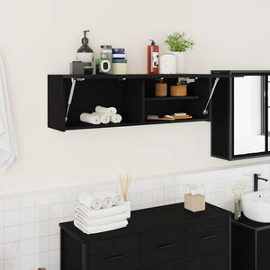 Mobile da Bagno a Parete Nero 100x25x30 cm in Truciolato 860095