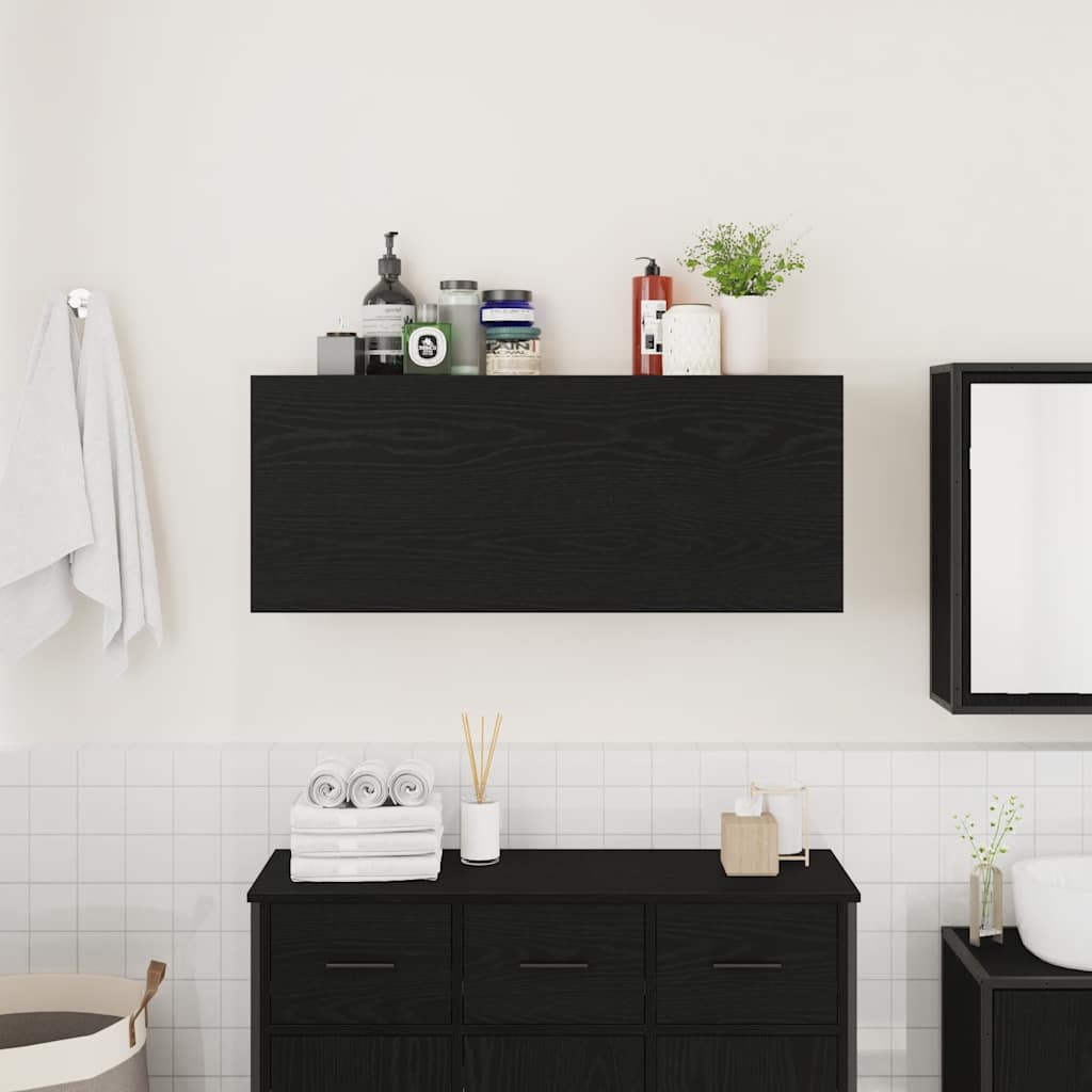 Mobile da Bagno a Parete Nero 100x25x40 cm in Truciolato 860104