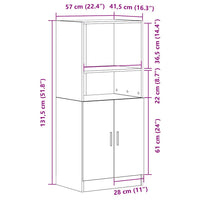 Mobile da Cucina Bianco 57x41,5x131,5 cm in Truciolato