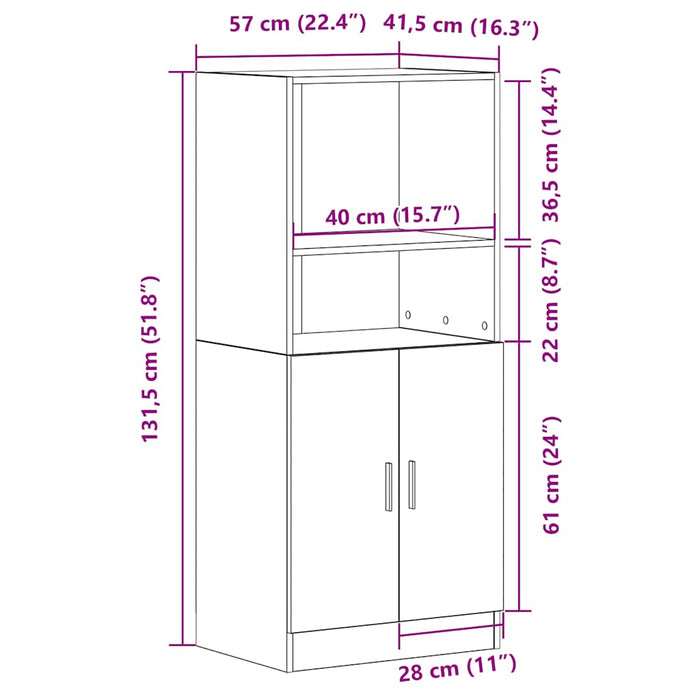 Mobile da Cucina Grigio Cemento 57x41,5x131,5 cm in Truciolato 860124
