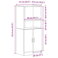 vidaXL Mobile da Cucina Grigio Cemento 57x41,5x131,5 cm in Truciolato