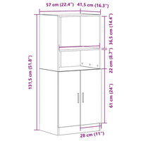 Armadietto Cucina Grigio Sonoma 57x41,5x131,5 cm in Truciolato 860126