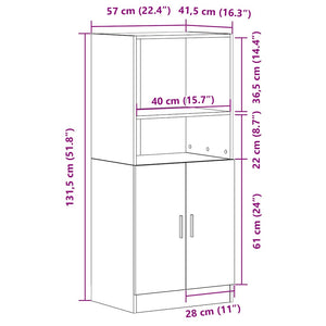 vidaXL Armadietto Cucina Grigio Sonoma 57x41,5x131,5 cm in Truciolato