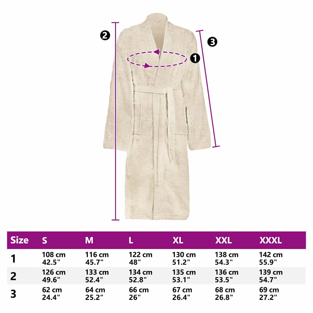 vidaXL Accappatoio KINN Crema xxl Cotone