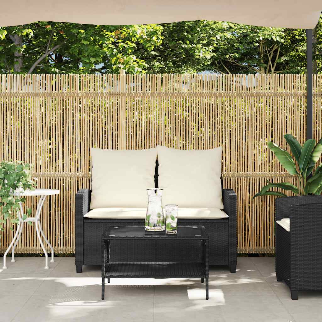 Divano da Giardino a 2 Posti Cuscini&Tavolo Nero in Polyrattan 4103845