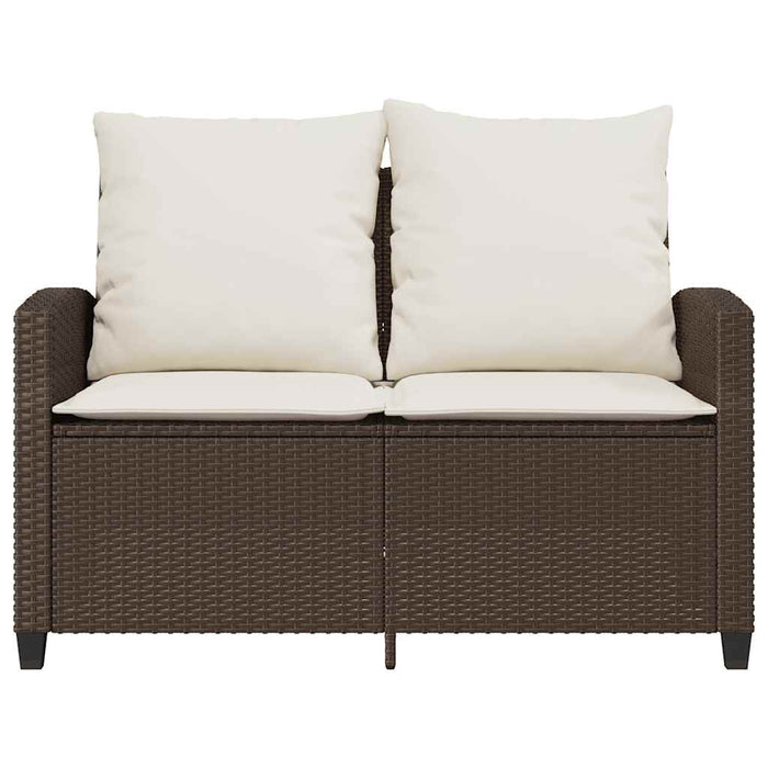 Divano a 2 Posti con Cuscini e Tavolo Marrone Polyrattan 4103846