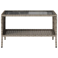 Divano da Giardino a 2 Posti Cuscini&Tavolo Grigio Polyrattan