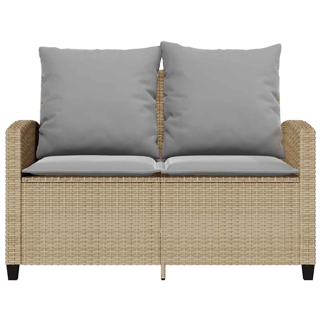 Divano Giardino 2 Posti con Cuscini e Tavolo Beige Polyrattan 4103848