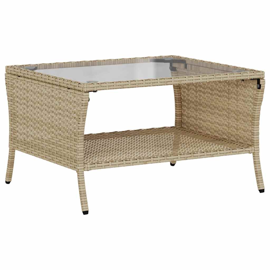 Divano Giardino 2 Posti con Cuscini e Tavolo Beige Polyrattan 4103848