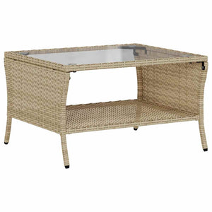 Divano Giardino 2 Posti con Cuscini e Tavolo Beige Polyrattan 4103848