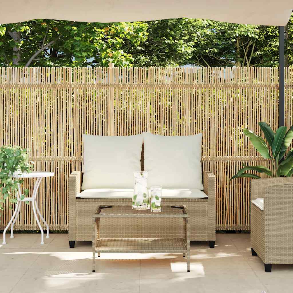 Divano Giardino 2 Posti con Cuscini e Tavolo Beige Polyrattan 4103849