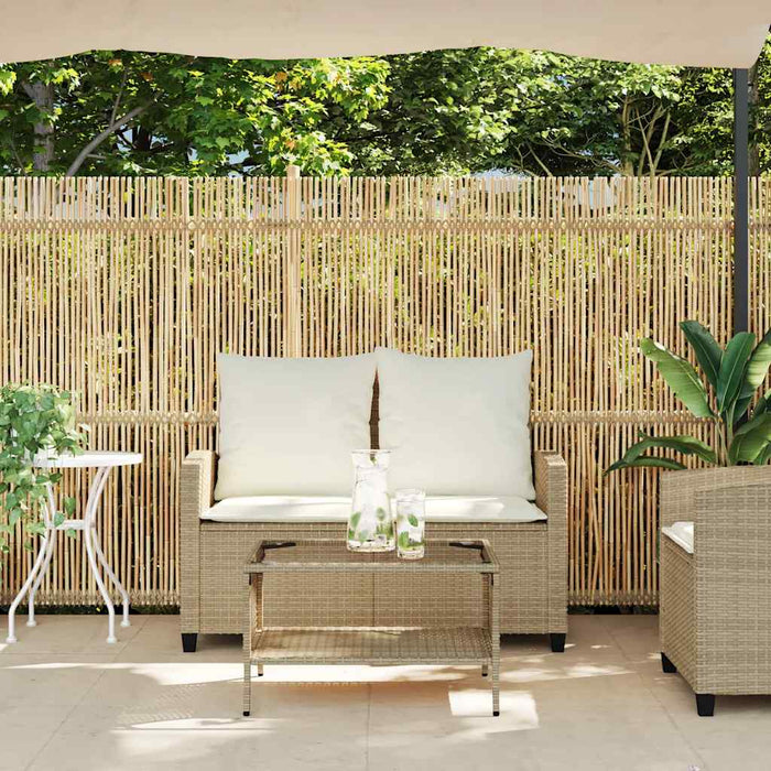 Divano Giardino 2 Posti con Cuscini e Tavolo Beige Polyrattan 4103849