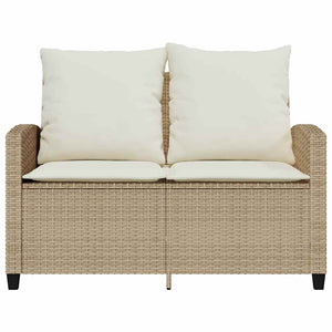 Divano Giardino 2 Posti con Cuscini e Tavolo Beige Polyrattan 4103849