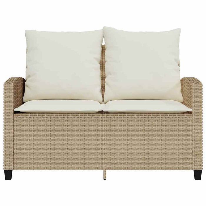 Divano Giardino 2 Posti con Cuscini e Tavolo-Sofa da Giardino-Divanetto da esterno Beige Polyrattan 713419