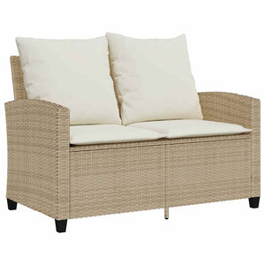Divano Giardino 2 Posti con Cuscini e Tavolo-Sofa da Giardino-Divanetto da esterno Beige Polyrattan 713419